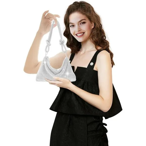 Women Gold Clutch, Rhinestone Gold Purse Wedding,Evening Clutch Purses For Women - Picture 2 of 7